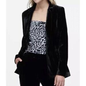Banana Republic Black Velvet Blazer Womens 12 Classic Formal Office Holiday